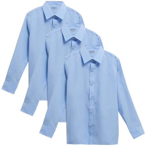 M&S Boys 3Pk Regular Fit LS ETI Shirt 3-4 Y thumbnail 2