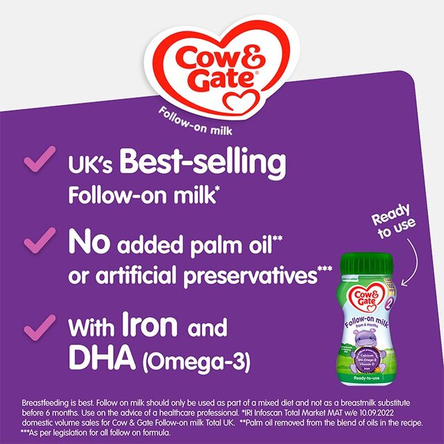 Cow & Gate 2 Follow On Baby Milk Formula Liquid Ready to Feed 6-12 Months thumbnail 3