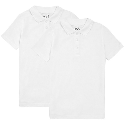 M&S Girls 2Pk Slim Fit Stayaway Polo 12-13Y