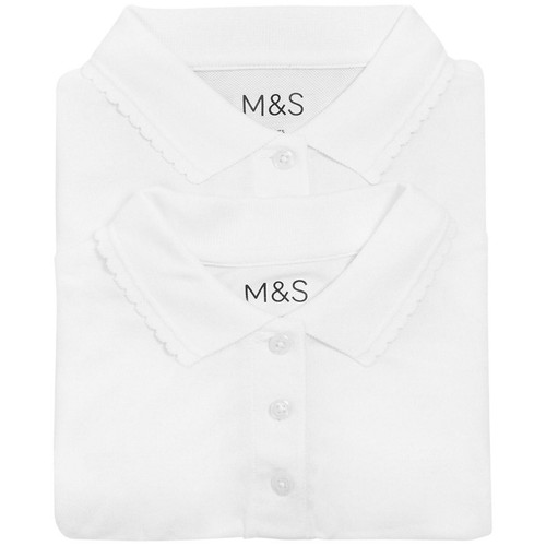 M&S Girls 2Pk Slim Fit Stayaway Polo 12-13Y thumbnail 2