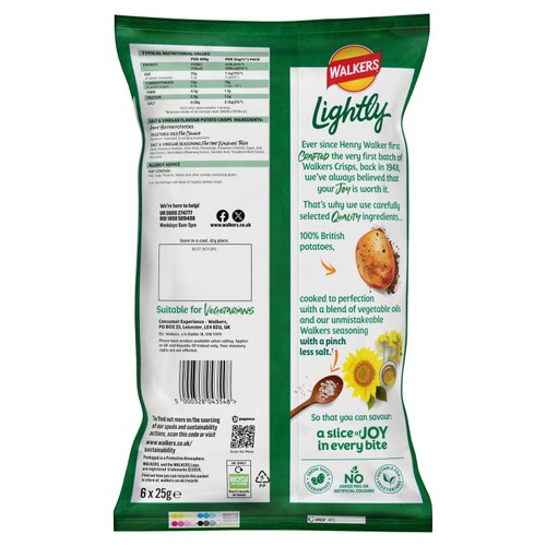 Walkers Lightly Salt & Vinegar Multipack Crisps thumbnail 2