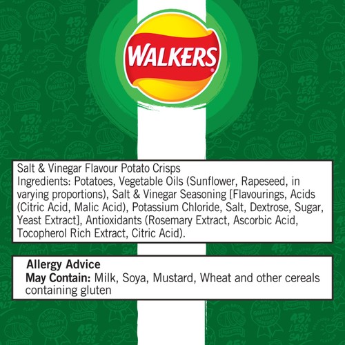 Walkers Lightly Salt & Vinegar Multipack Crisps thumbnail 8