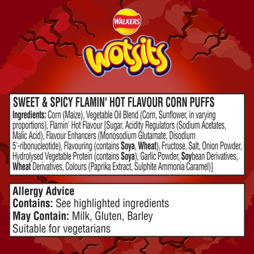 Walkers Wotsits Crunchy Sweet & Spicy Snacks Crisps 140g thumbnail 3