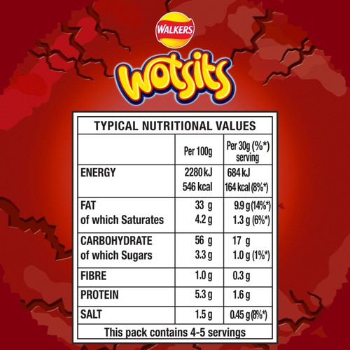 Walkers Wotsits Crunchy Sweet & Spicy Snacks Crisps 140g thumbnail 4