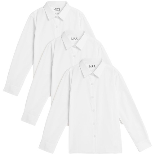 M&S Girls 3Pk Slim Fit LS ETI Blouse 3-4 Y thumbnail 3