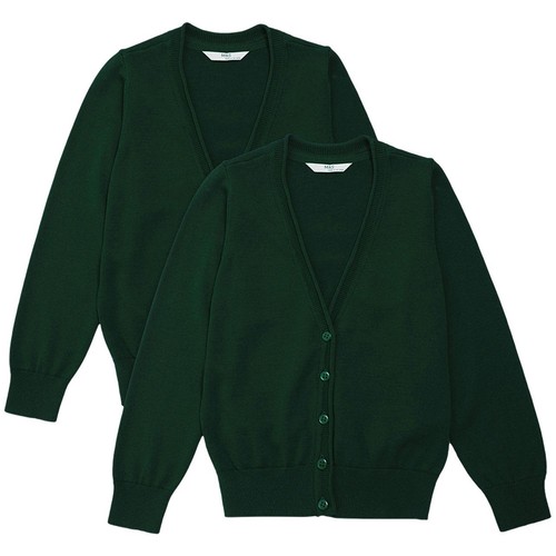 M&S Green 2pk Cotton Cardigan 4-5Y