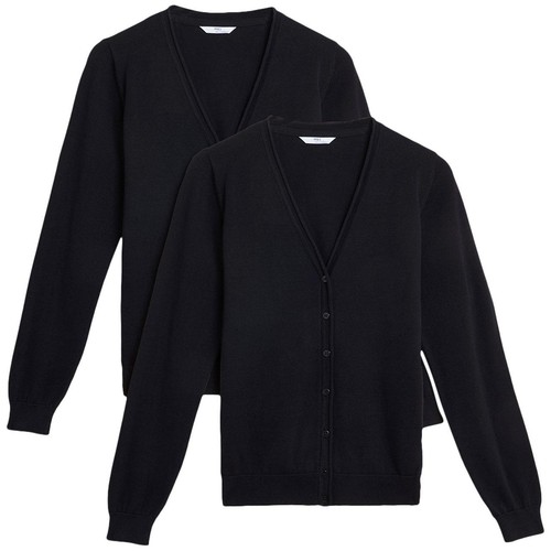 M&S Black 2pk Cotton Cardigan, 6-7Y