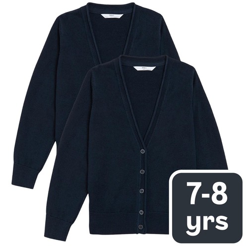 M&S 2PK COTTON CARDIGAN WITH STAYNEW 7-8 Y