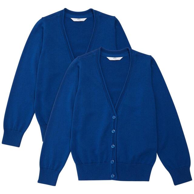 M&S Cotton Cardigan, 2 Pack, 12-13 Years, Blue