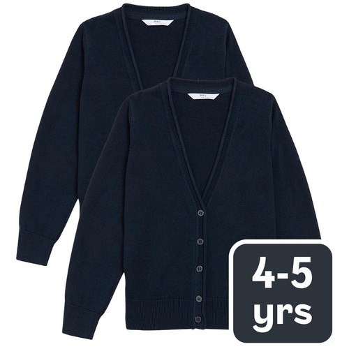 M&S 2PK COTTON CARDIGAN WITH STAYNEW 4-5 Y