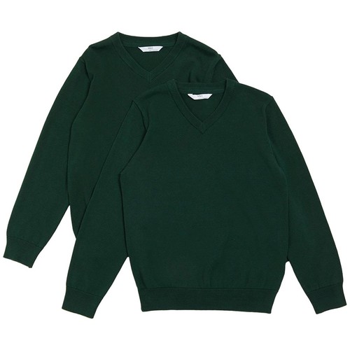 M&S Unisex 2Pk Cotton Jumper with Staynew 11-12Y thumbnail 2