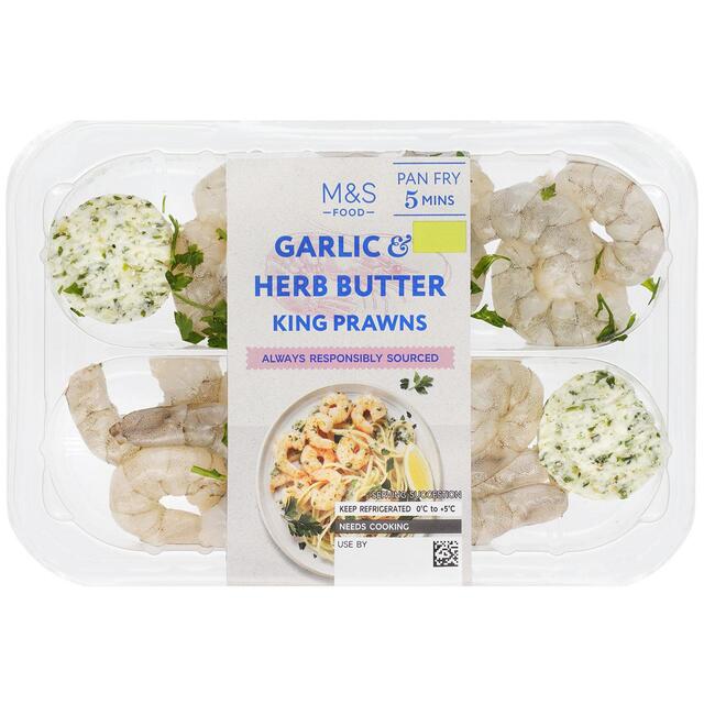 M&S Raw Honduran King Prawns Garlic & Herb Melt