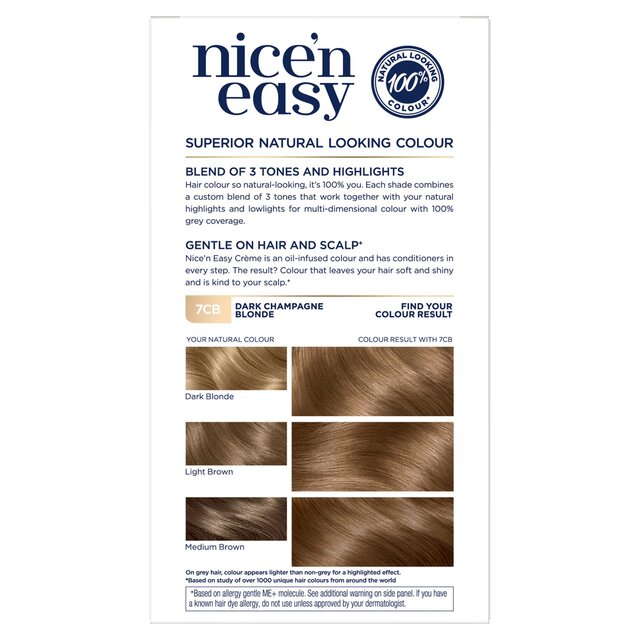 Clairol Nice'n Easy Creme Permanent Hair Dye 7CB Dark Champagne Blonde thumbnail 3