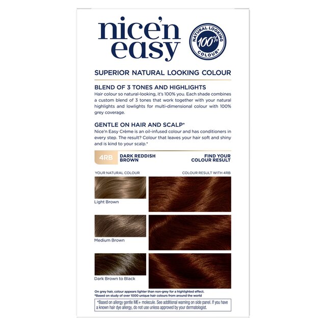 Clairol Nice'n Easy Creme Permanent Hair Dye  4RB Dark Reddish Brown thumbnail 3