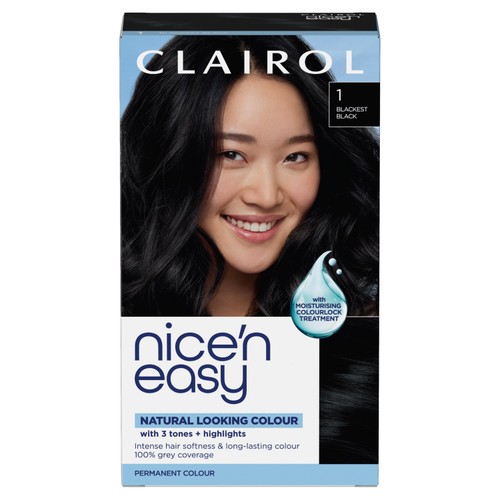Clairol Nice'n Easy Creme Permanent Hair Dye 1 Blackest Black