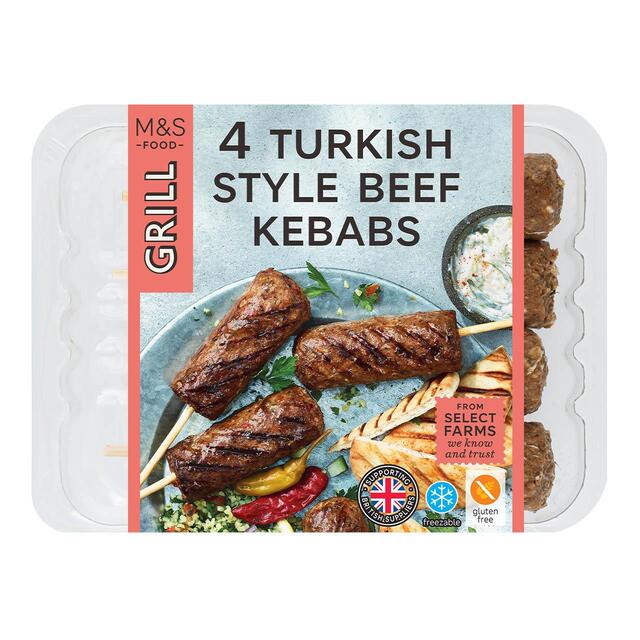 M&S 4 Turkish Style British Beef Kebabs