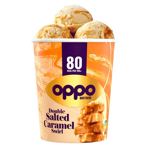 Oppo Double Salted Caramel Swirl Low Calorie Ice Cream Tub thumbnail 2