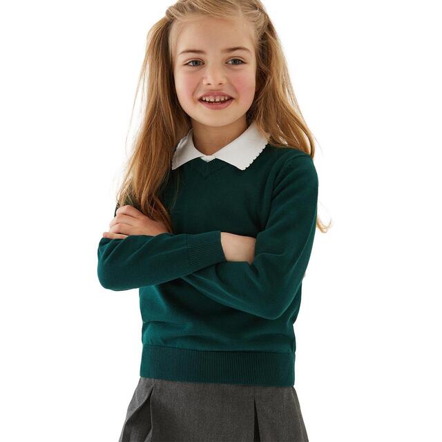 M&S Unisex 2Pk Green Cotton Jumper with Staynew 3-14 Y thumbnail 2