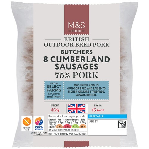 M&S Butchers 8 Cumberland Pork Sausages