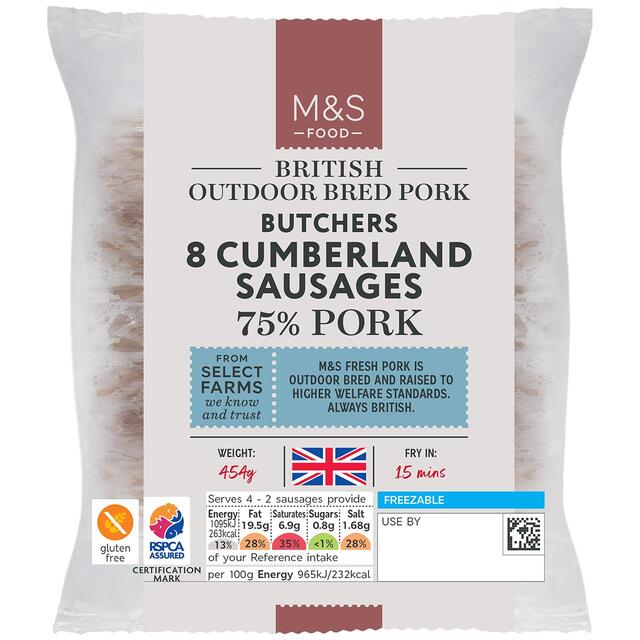 M&S Butchers 8 Cumberland Pork Sausages