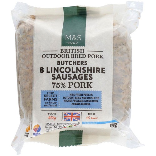  M&S 8 Lincolnshire Pork Sausages 