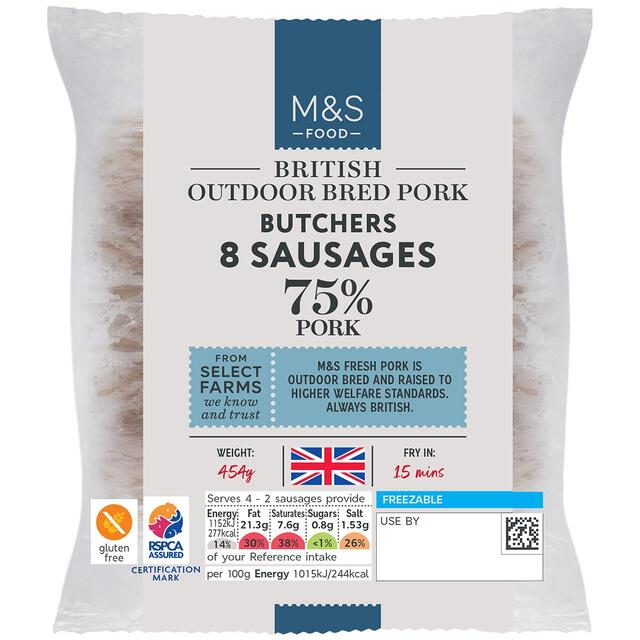 M&S Butchers 8 Pork Sausages