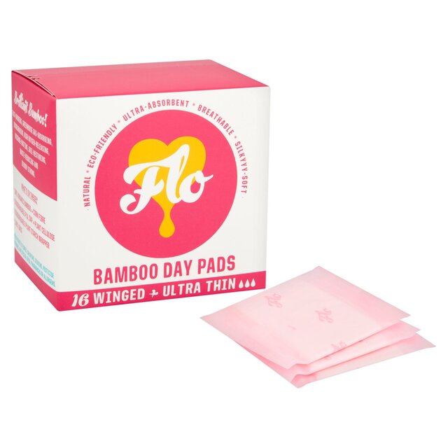 FLO Bamboo Sanitary Day Pads, Winged & Ultra Thin thumbnail 2