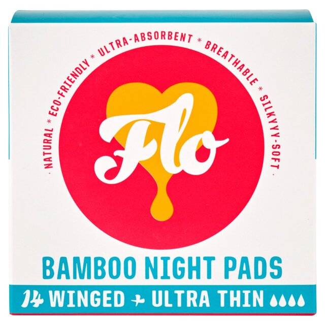 FLO Bamboo Sanitary Night Pads, Winged & Ultra Thin