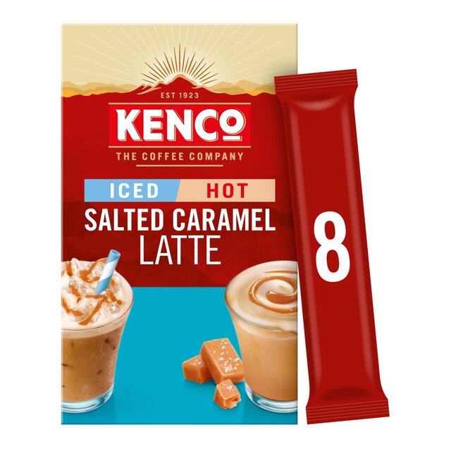 Kenco Salted Caramel Iced Hot Latte Instant Coffee 8 Sachets