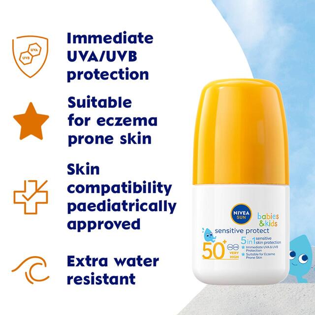 NIVEA SUN Kids Sensitive Protect SPF 50+ Sun Lotion Roll On thumbnail 4