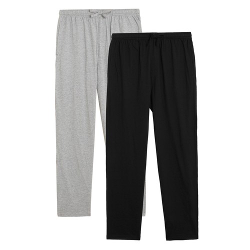 M&S 2 Pack Pure Cotton Pyjama Bottoms, XL, Grey Mix