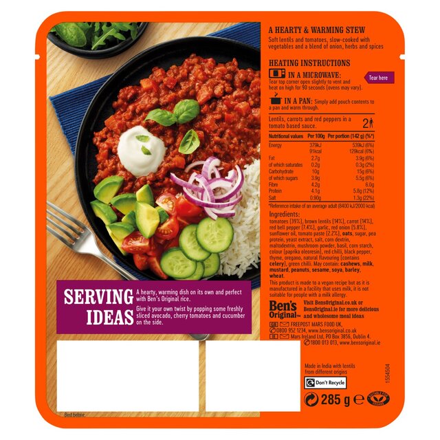 Ben's Original Plant Powered Spicy Lentil Stew thumbnail 2