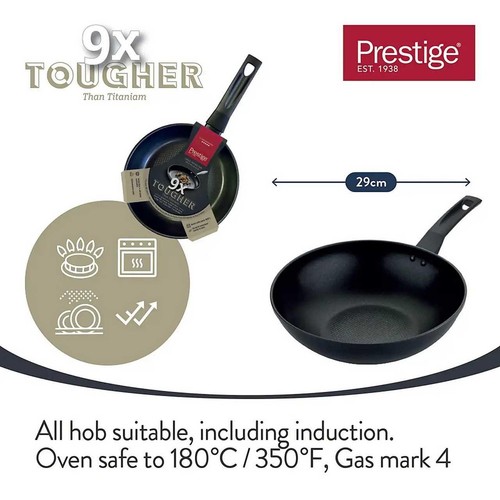 Prestige 9 x Tougher Aluminium Non Stick All Hob Wok 29cm thumbnail 5