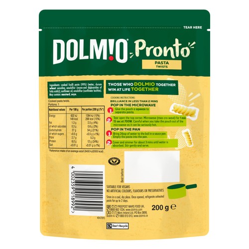 Dolmio Twists Pouch Fusilli Microwave Pasta Meal thumbnail 5