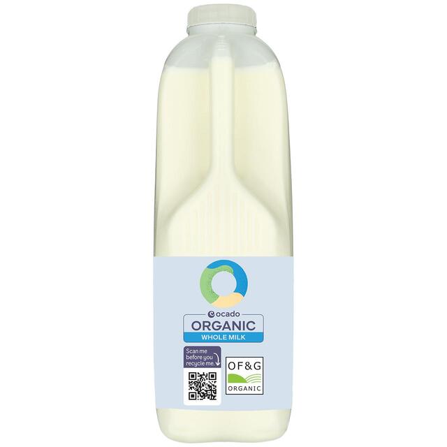 Ocado Organic British Whole Milk 2 Pints