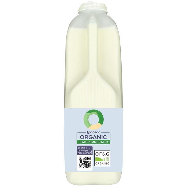 Ocado Organic British Semi Skimmed Milk 2 Pints
