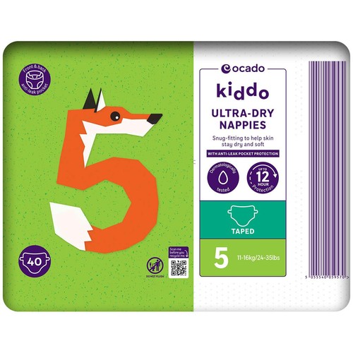 Ocado Kiddo Ultra-Dry Nappies Size 5 (11-16kg) thumbnail 3