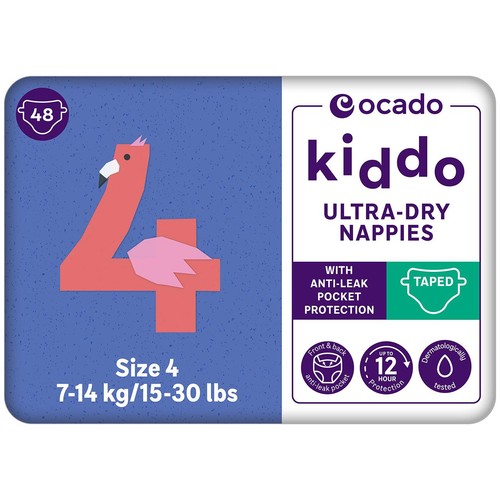 Ocado Kiddo Ultra-Dry Nappies Size 4 (7-14kg) thumbnail 2