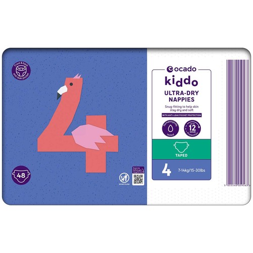 Ocado Kiddo Ultra-Dry Nappies Size 4 (7-14kg) thumbnail 3