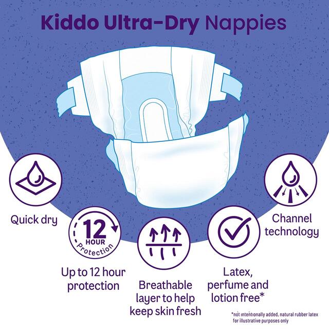 Ocado Kiddo Ultra-Dry Nappies Size 4 (7-14kg) thumbnail 2