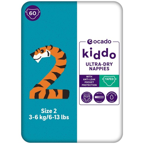 Ocado Kiddo Ultra-Dry Nappies Size 2 (3-6kg) thumbnail 2