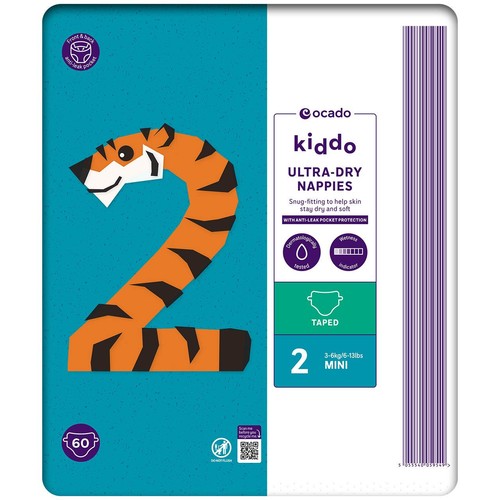 Ocado Kiddo Ultra-Dry Nappies Size 2 (3-6kg) thumbnail 3
