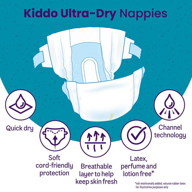 Ocado Kiddo Ultra-Dry Nappies Size 2 (3-6kg) thumbnail 2