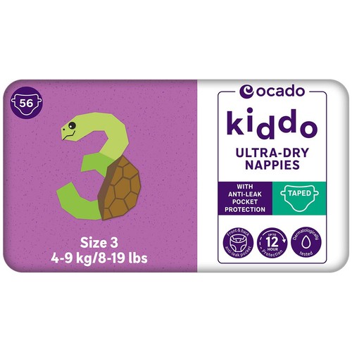 Ocado Kiddo Ultra-Dry Nappies Size 3 (4-9kg) thumbnail 2