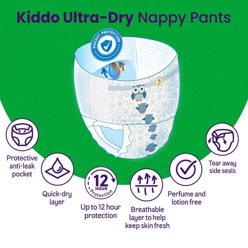 Ocado Kiddo Ultra-Dry Nappy Pants Size 5 (12-18kg) thumbnail 4