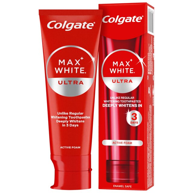 Colgate Max White Ultra Active Foam At Home Teeth Whitening Toothpastee thumbnail 2