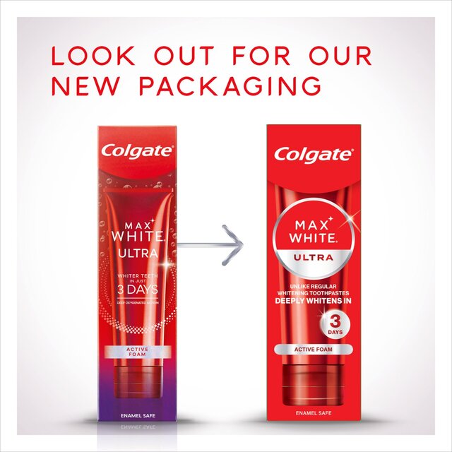 Colgate Max White Ultra Active Foam At Home Teeth Whitening Toothpastee thumbnail 5