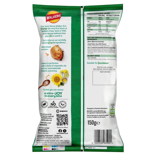 Walkers Salt & Vinegar Sharing Bag Crisps thumbnail 2