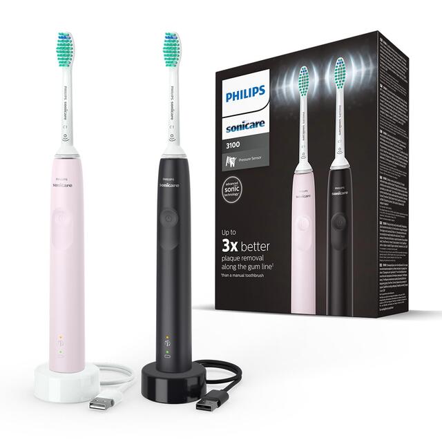 Philips Sonicare Series 3100 dual pack, Sugar Rose & Black
