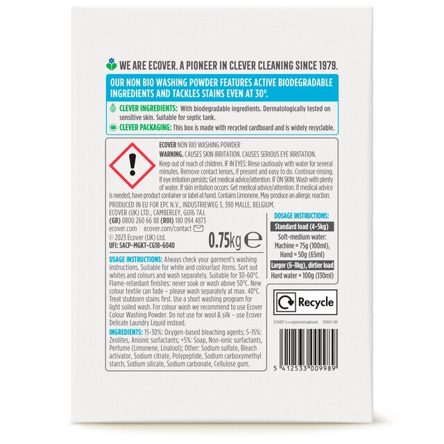 Ecover Concentrated Non Bio Laundry Powder 10 Washes thumbnail 2